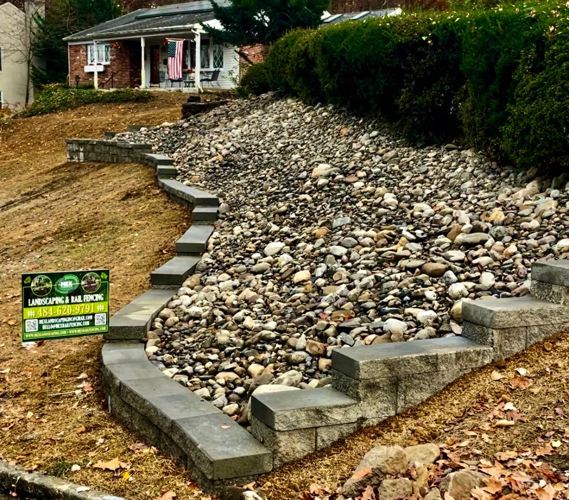 Completed retaining wall project